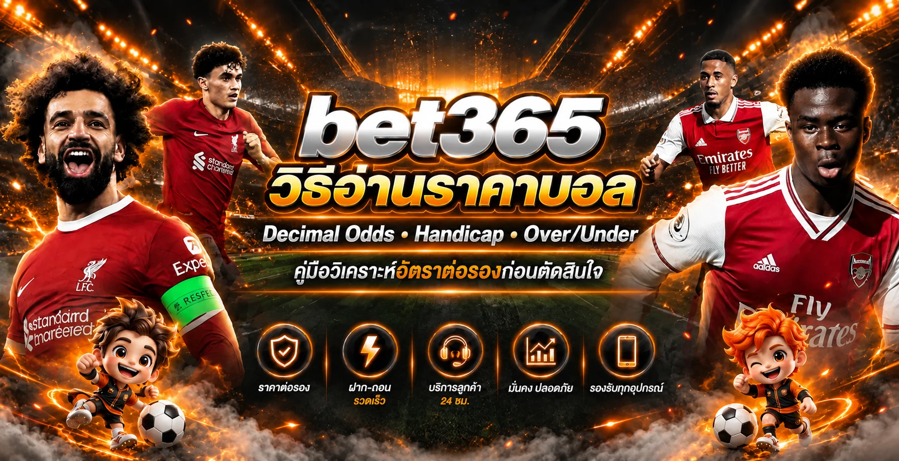 bet365 วิธีอ่านราคาบอล Decimal, Handicap, Over/Under